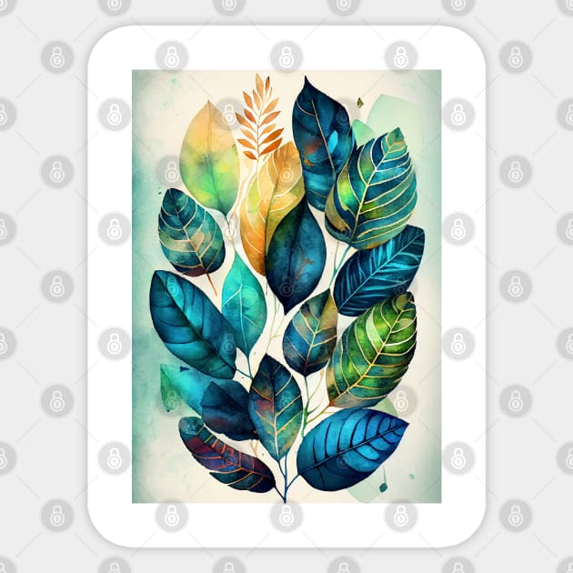 Watercolor leaves pattern Sticker by JBJart